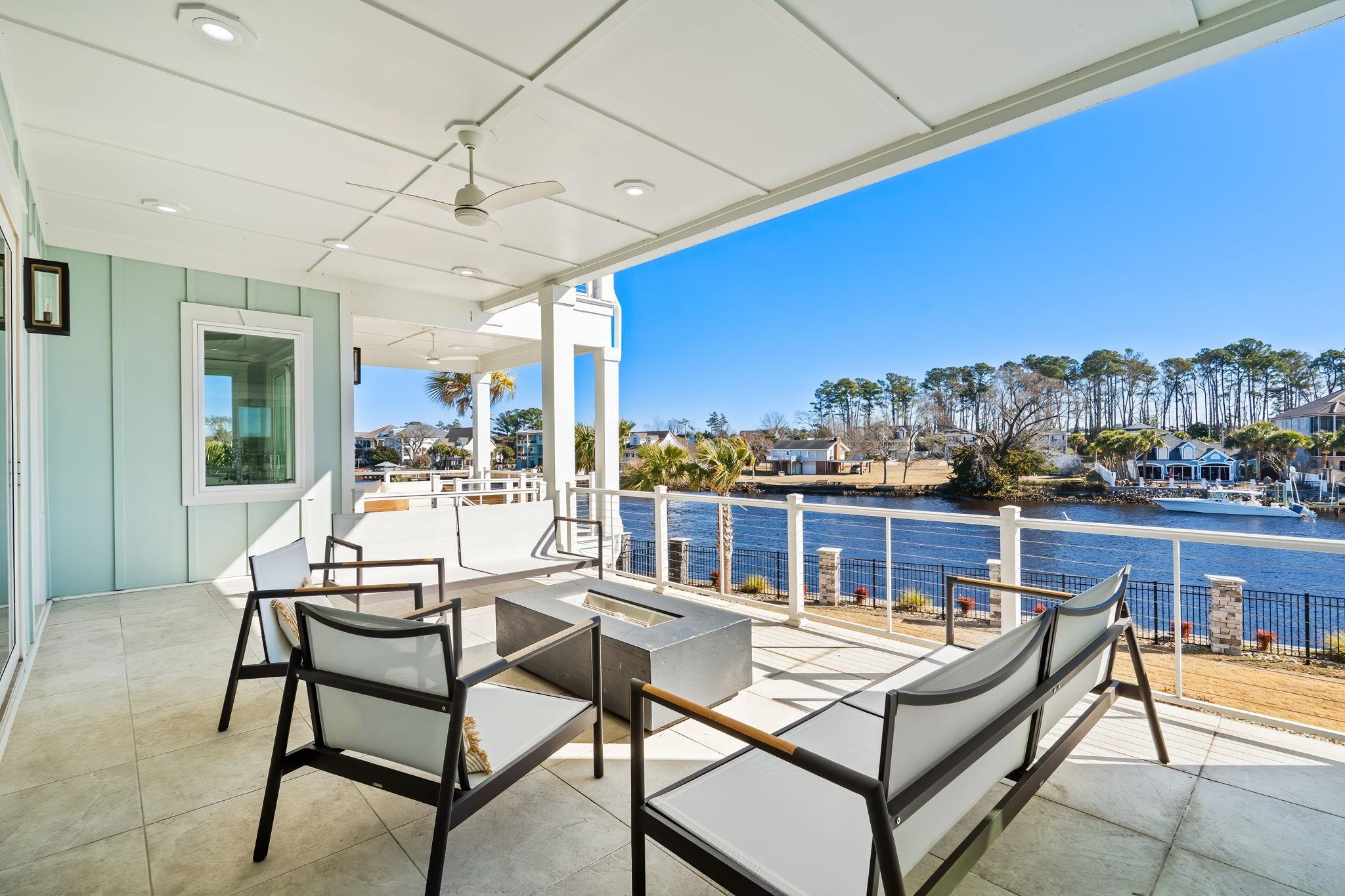 Covered balcony view of the Intracoastal Waterway at Serenity Point, Little River SC