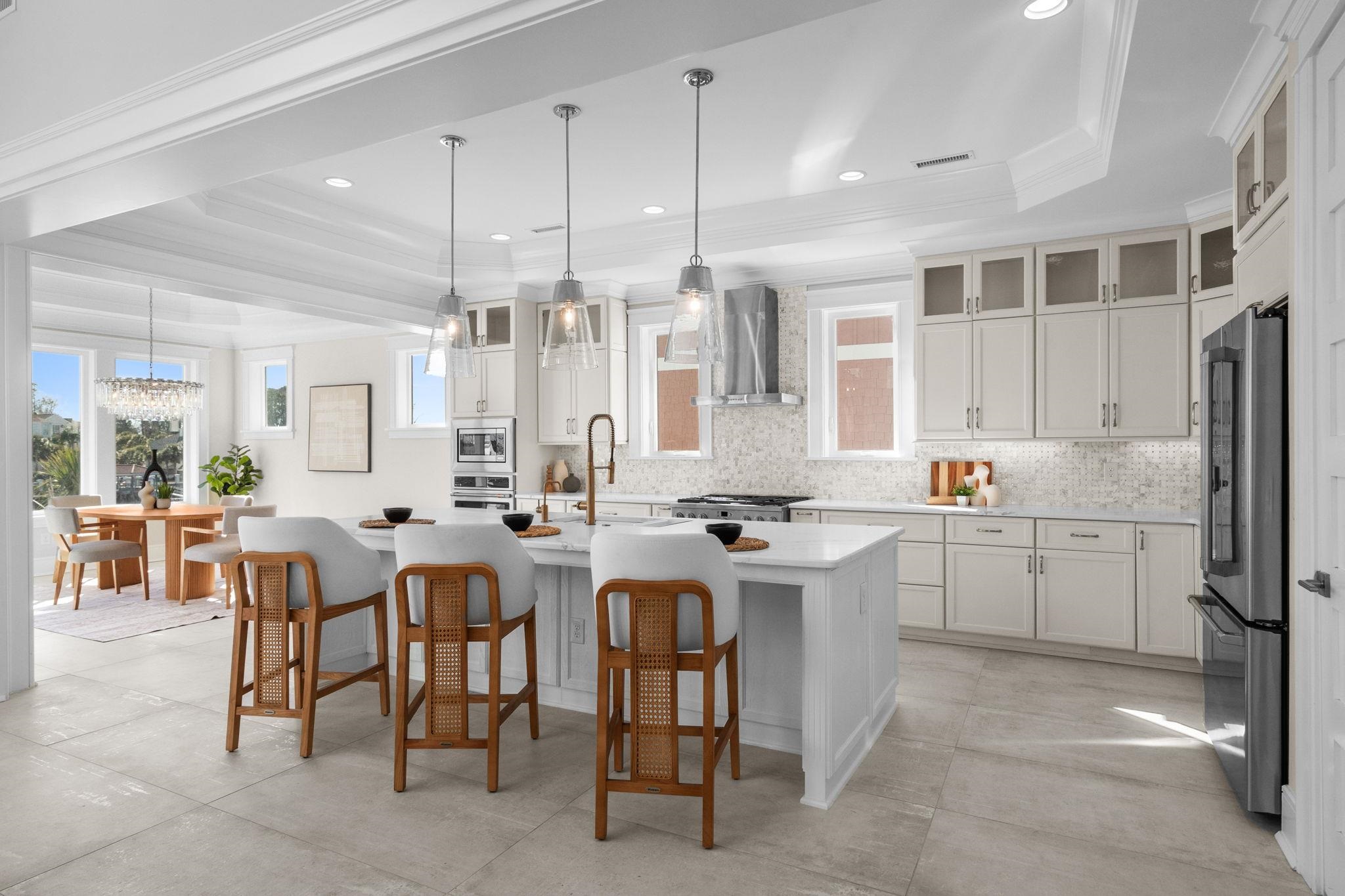 Chef kitchen in a Serenity Point luxury waterfront home, Little River SC